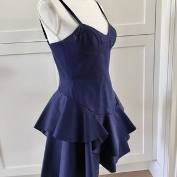 Rebecca Taylor Bustier Cobalt Blue Flounced Party Dress, sz 4 - Picture 2 of 8